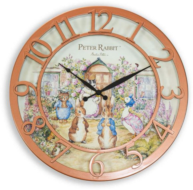 PETER RABBIT 比得兔時鐘 tj1455 可愛風格壁掛鐘 靜音指針, 比得世界 銅色
