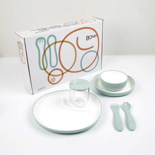 킨토 유아용 본보 식기 6종 세트, 블루그레이, 1세트