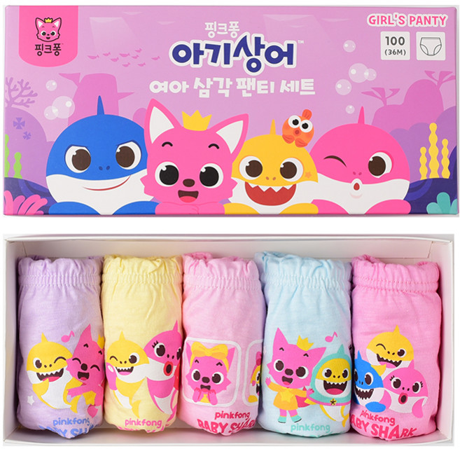 핑크퐁 여아용 귀요미 삼각팬티 5종 세트