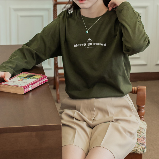 험블스튜디오 여성용 통기성 레터링 이너 레이어드 긴팔티 FF_186