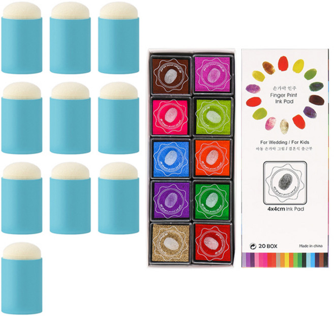 마켓감성 블렌딩 꾸미기 잉크 스폰지, 파란색, 10개