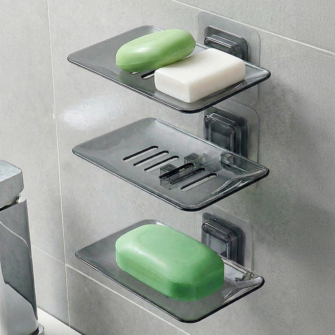 마메 욕실 무타공 접착식 비누 받침대, 그레이, 3개
