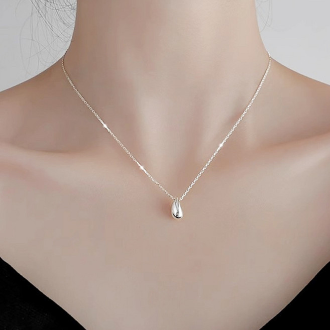젤루나 여성용 써지컬 심플 미니 물방울 체인 드롭 목걸이 M-92
