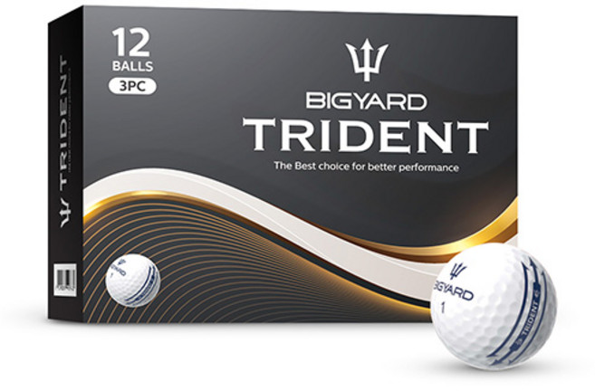 빅야드 TRIDENT 골프공 3피스 42.7 mm, 화이트, 12개입, 1개