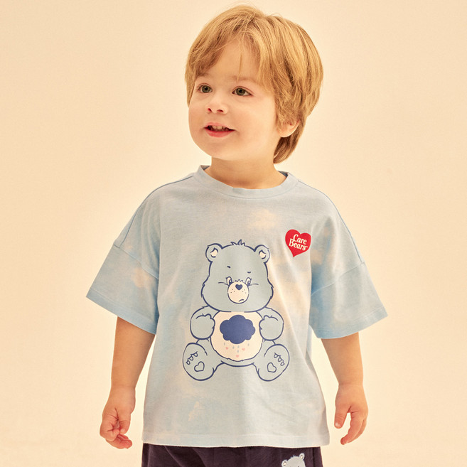 케어베어 아동용 통기성 케어베어즈 세미크롭 물나염 티셔츠