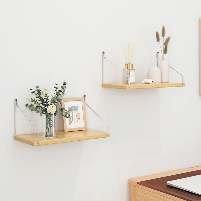 소하임 다용도 벽걸이 선반 2p 세트, 우드, 1단