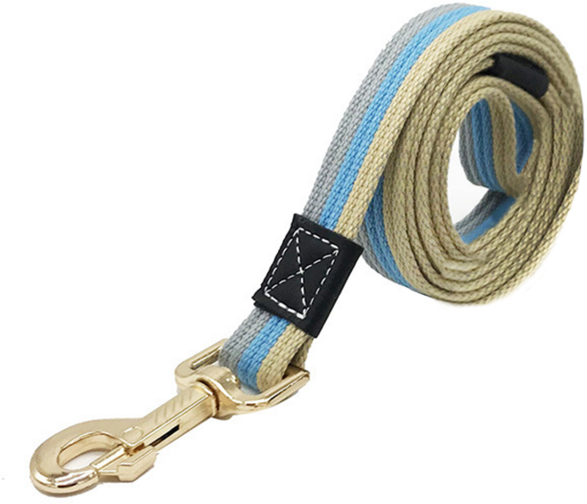 펫츠몬 강아지 소프트롱 스트라이프 리드줄, 블루 + 베이지 + 그레이 스트라이프, 1개