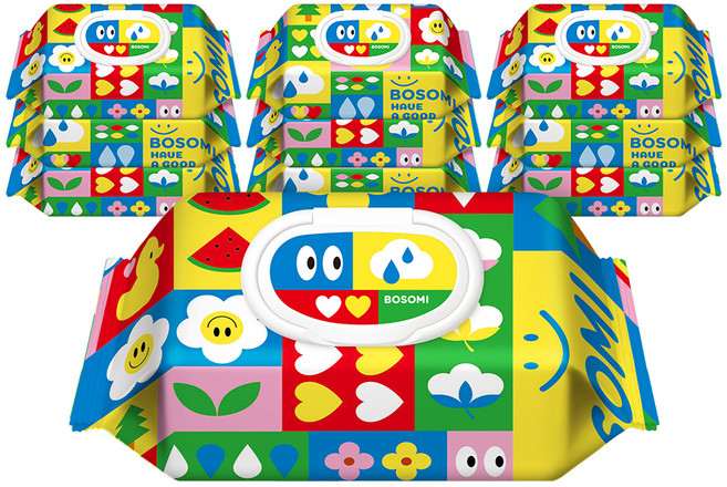 보솜이 비건라이프 펀앤플레이 물티슈 캡형, 65g, 70매, 10개