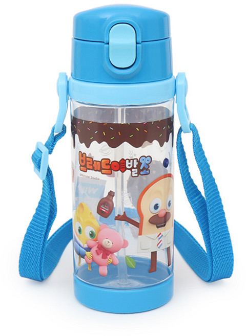 OKIZ 브레드이발소 샤베트 원터치 빨대물통, 블루, 500ml, 1개