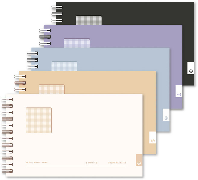 대시앤도트 레디 스터디 미니 6개월 스터디플래너 5종 세트, 크림아이보리, 쿠키베이지, 블루소다, 퍼플레인, 모노블랙