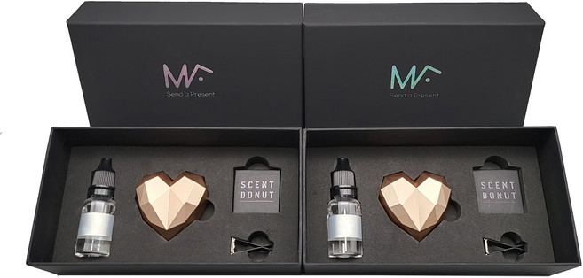 엠퓨처 차량용 하트 방향제 매트 로즈골드 2p + 오일 15ml x 2p + 3cm 클립 2p + 오일솜 2p, 오일(가든스윗피), 1세트