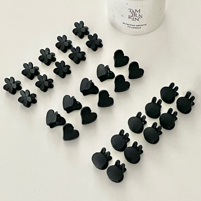 해피제이 무광 대용량 미니 집게핀 플라워 10p + 하트 10p + 레빗 10p 세트