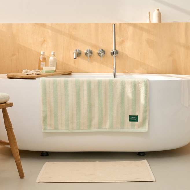 모던하우스 STF 더블 스트라이프 바스타월 460g 70 x 140 cm, 멜론, 1개