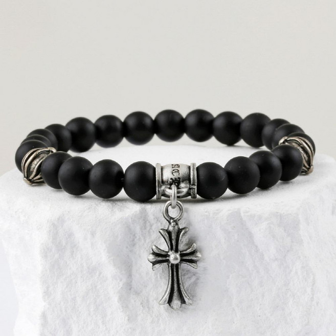 Shoveoff 男士十字架黑瑪瑙原石手鍊