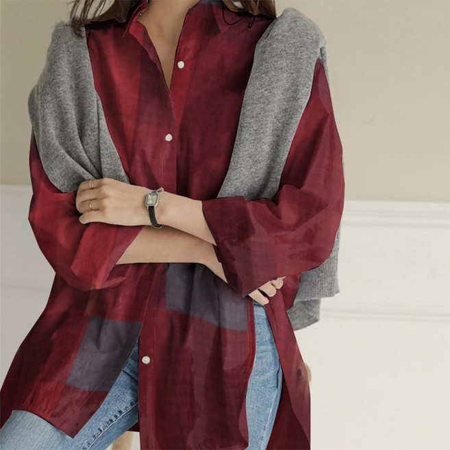 여성용 마켓에이 초키 컬러풀 루즈핏 셔츠