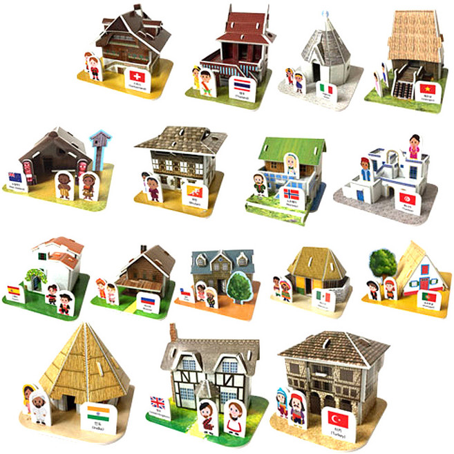 Scholas 立體拼圖, 1組, 203片, 世界傳統房屋與傳統服飾2