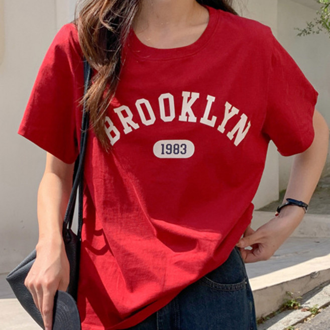 아이캔심플 여성용 브루클린 영문 프린트 반팔 티셔츠