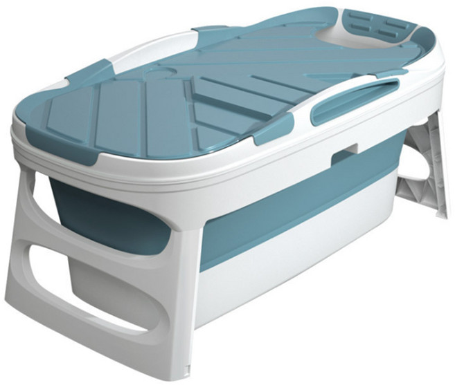 위드휴 프리미엄 접이식 욕조 + 커버 세트, 블루 중형