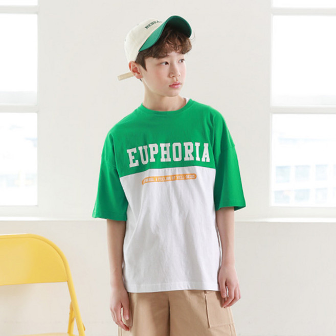 나나주니 라운드넥 유포리아배색 반팔 티셔츠