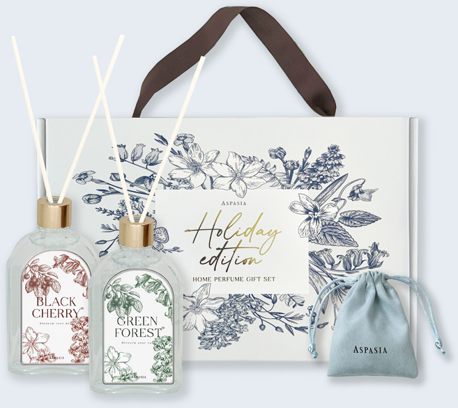 아스파시아 홀리데이 에디션 디퓨저 200ml x 2p + 샤쉐 선물세트, 1세트, 샤쉐(블랙체리), 디퓨저(블랙체리, 그린 포레스트)