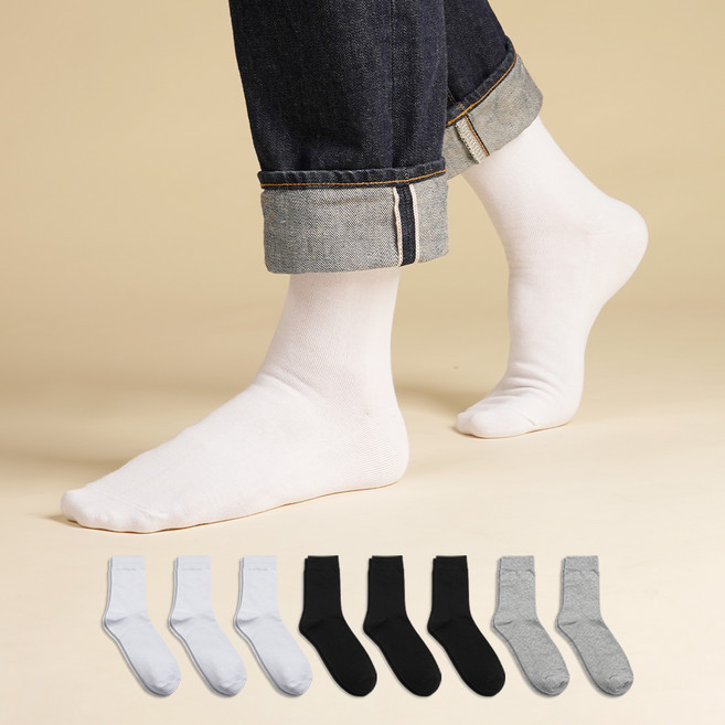 삭피엔스 남성용 올바르게 만든 무지 중목 양말 8켤레 세트