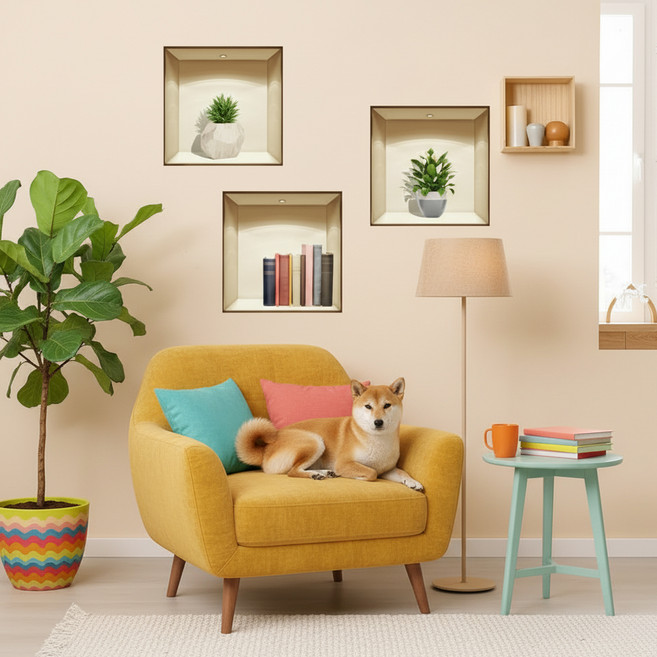 알럽홈 벽 장식 초록식물 스티커 L261-0167T4, TYPE4