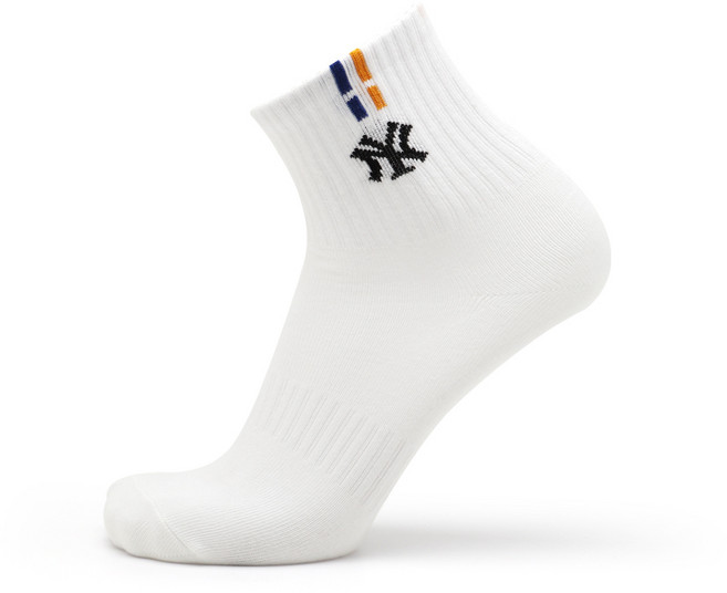 MLB 남성용 중단목 양말 03 3족 세트, 화이트옐로우, 1세트