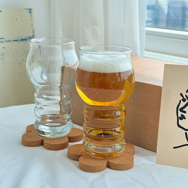 알럽홈 홈카페 선물 구름맥주잔 2p + 플라워코스터 2p + 엽서 세트 7273471, 1세트