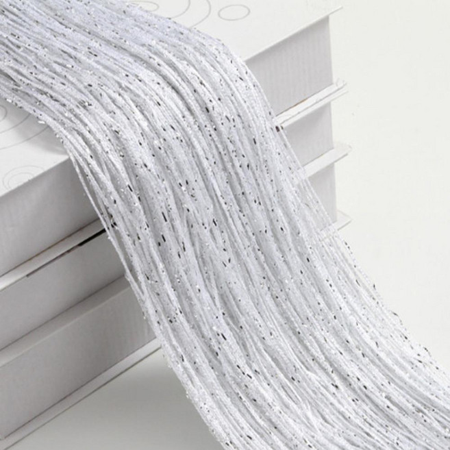 Rose Road 亮片白線簾 3件組 100x200cm, 白色