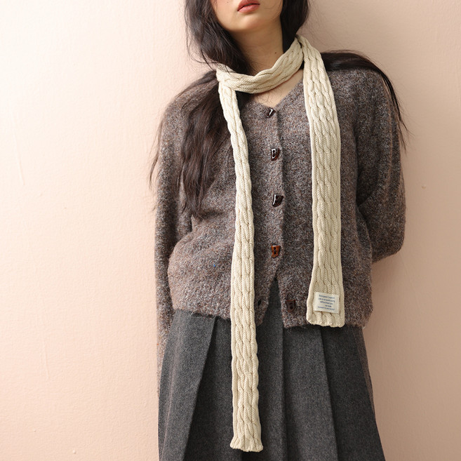 페이퍼먼츠 래슬릿 슬림 꽈배기 니트 목도리 13497