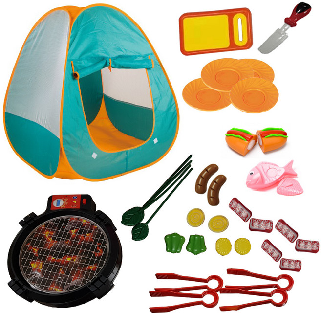 레츠고 리틀 캠핑 바베큐 소꿉놀이 세트, 혼합색상, 1세트