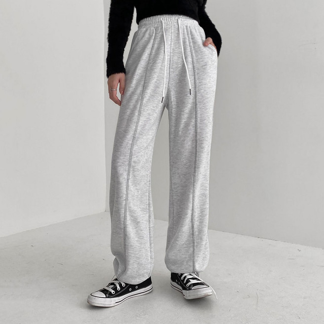 플랜데이 여성용 절개 스티치 트레이닝 팬츠. 롱