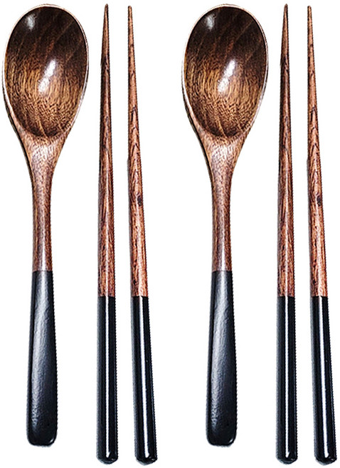 영수산업카멜 고급 컬러 옻칠 수저세트, 블랙, 숟가락 2p + 젓가락 2p, 2세트