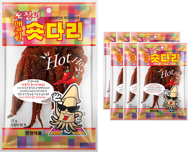 한양식품 주식회사 매콤한 오징어숏다리, 20g, 6개