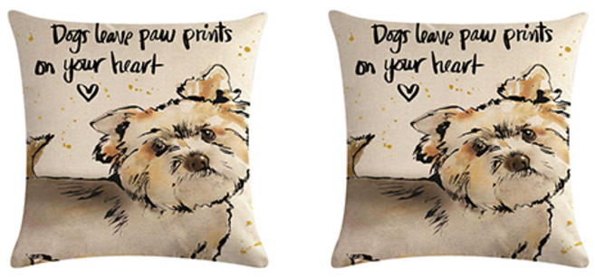 러블리 댕냥이 레터링 강아지 낙서 쿠션 커버 2p