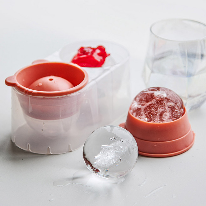 inbloom 小熊蓋大球圓形2格製冰盒, 粉紅色, 2個