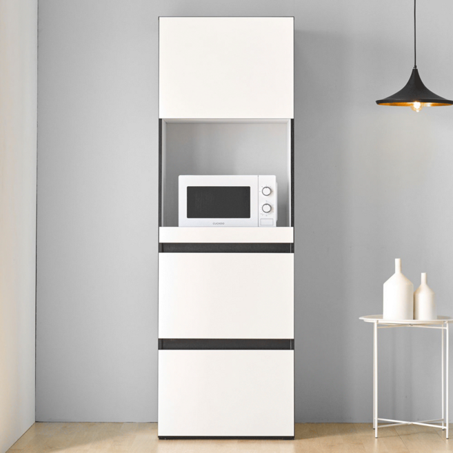 엘리에셀 비스포크 오브제 600 광폭 키큰 다용도 선반 틈새 수납 서랍진열장 방문설치, 화이트, 4단