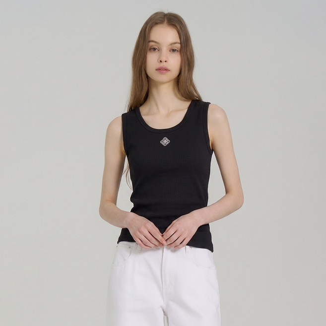 ab.plus 女款修身Logo刺繡羅紋無袖上衣 LSA2MK31