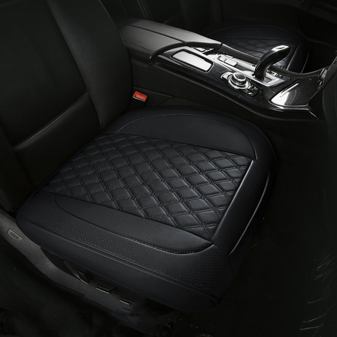 리버폭스 1열 퀄팅 차량용 가죽방석, 블랙, 1개