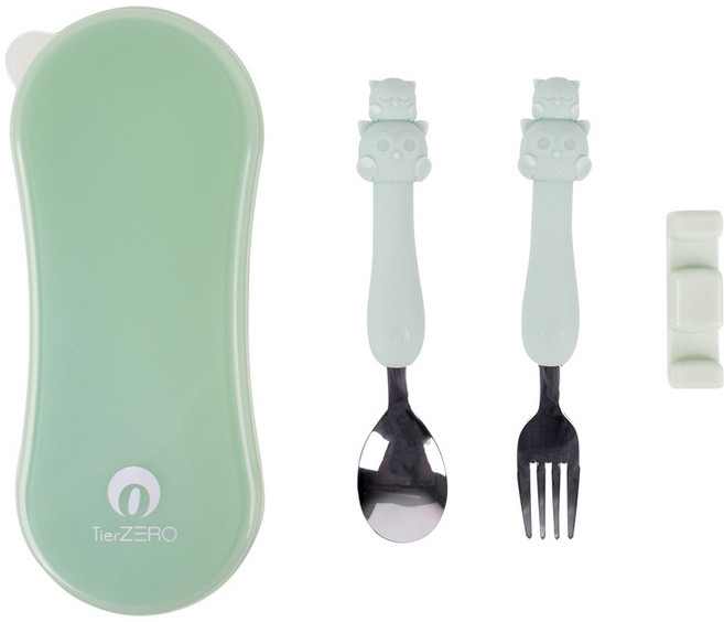 릴팡 부드러운 실리콘 핸들 스텐 케이스 세트 LF7011, 릴로, 스푼 + 포크, 1세트
