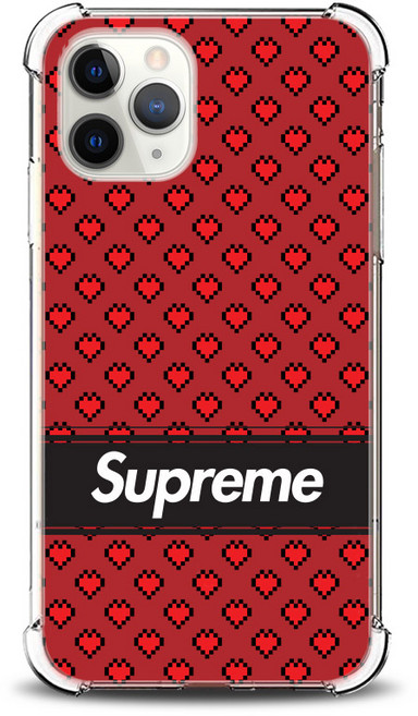 레드하트패턴 슈프림 방탄 투명 젤리 휴대폰 케이스