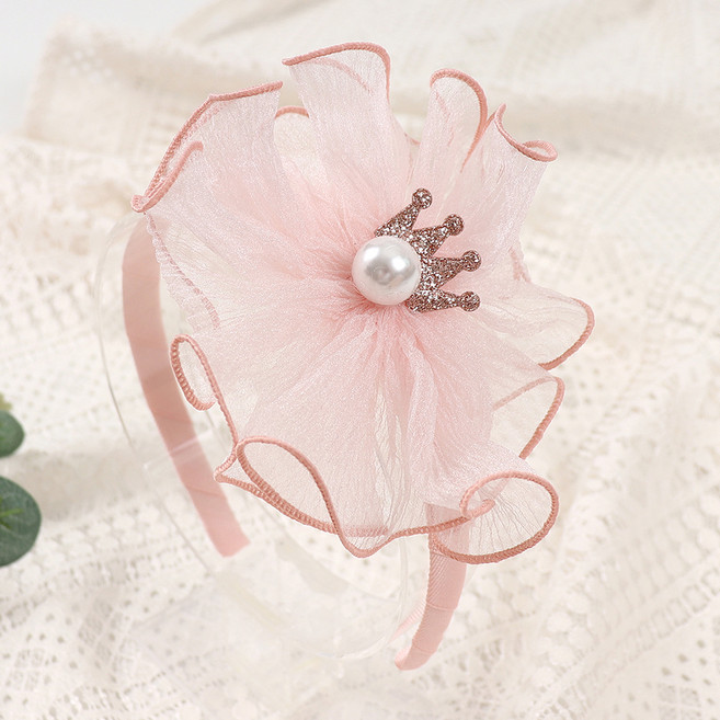 미엘 크라운 진주 쉬폰 머리띠