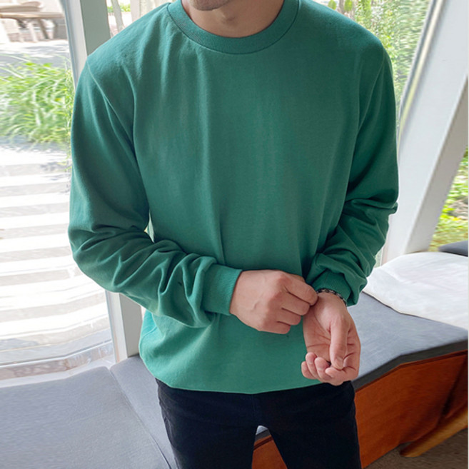 머시따 남녀공용 오버핏 데일리 무지 맨투맨 티셔츠