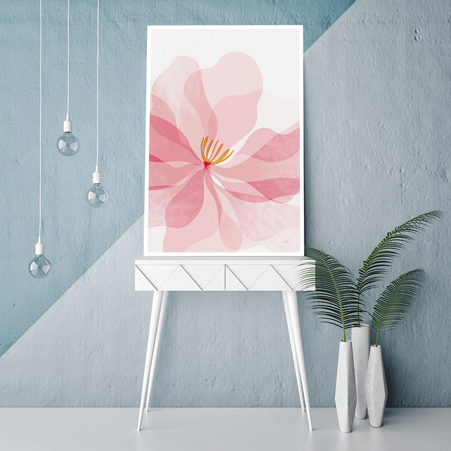 마니앤솔 액자테이블 대, 아트꽃잎 핑크