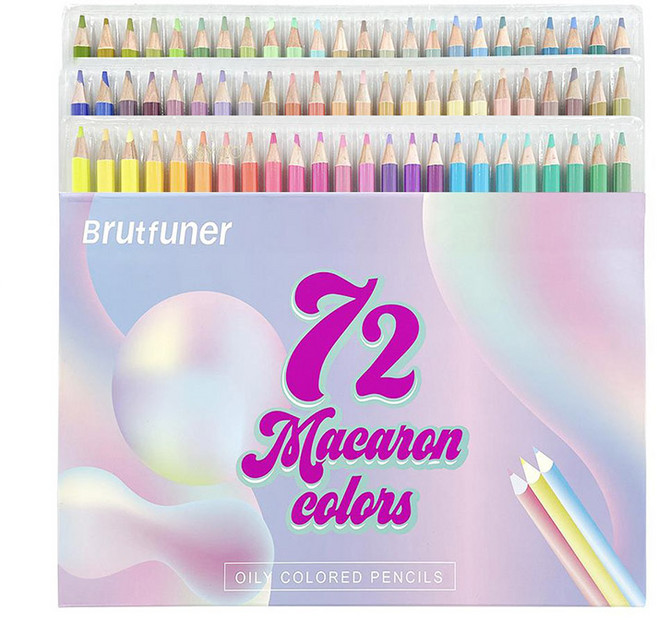Brutfuner 마카롱 파스텔 톤 칼라 유성 색연필, 72색, 1개