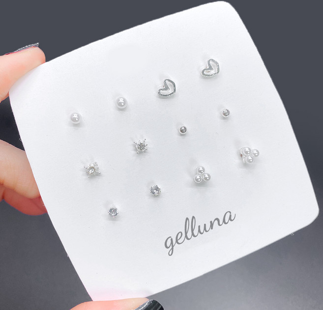 젤루나 여성용 S925 데일리 진주 큐빅 하트 은귀걸이 세트 15
