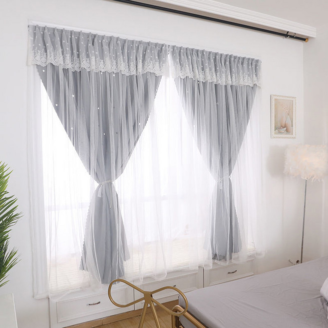 아티홈 할로우 스타 이중 벨크로 커튼 2p