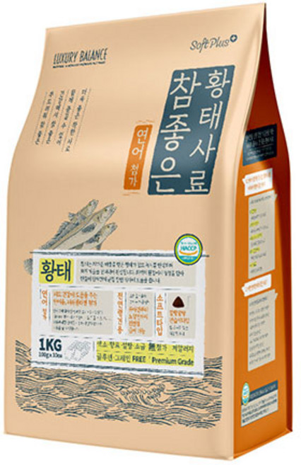 럭셔리발란스 전연령 강아지 소프트플러스 참좋은 황태 소프트사료, 연어, 1kg, 1개
