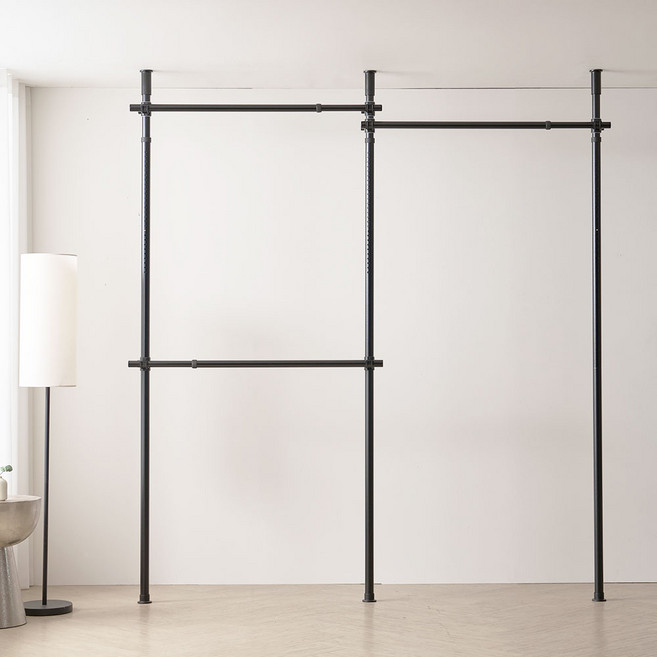 행거전문가 베이직 3단 행거 38mm, 블랙