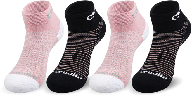 크로커다일 여성용 스포츠 쿠션 리아 단목 양말 CD243 4족, 블랙 + 핑크, 1세트